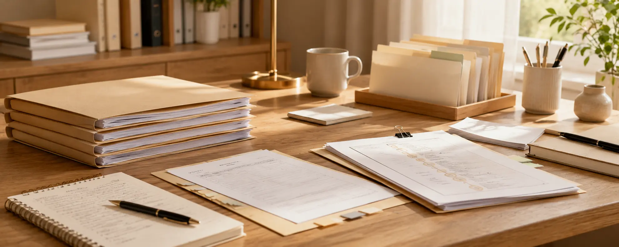 Dossier de conciliation préparé avec documents classés, notes et pièces justificatives